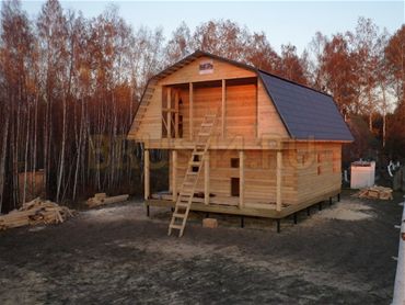 Строительство дома. Дом 7х8 м. + 2 м. крыльцо и балкон. Тульская область, Ясногорский р-н, снт Октава.