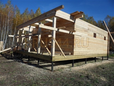 Строительство дома. Дом 7х8 м. + 2 м. крыльцо и балкон. Тульская область, Ясногорский р-н, снт Октава.